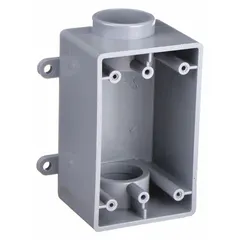 CANTEX Electrical Box: PVC, Rectangular, 1 Gangs, 1 in Hub Size, 21 cu in Capacity, Gray (MPN 5133465). Key specifications — Color: Gray; Brand: CANTEX.