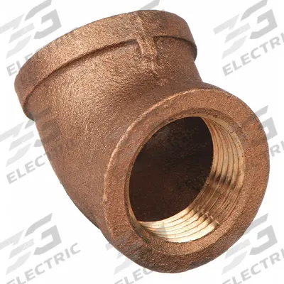 APPROVED VENDOR Metal Pipe Elbow: 45° Elbow, 1 1/2 in x 1 1/2 in, Brass - Low-Pressure Threaded Pipe Fittings