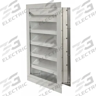 Dayton 51"H 33"W Drnbl Extrd Alu Intake Louver: Flanged, Surface Mount, 47 1/2 in H - Drainable Stationary-Blade Louvers