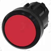 SIEMENS Flush Push Button: Red, 22 mm Mounting Size, Non-Metallic, Maintained (MPN 3SU1000-0AA20-0AA0). Key specifications — Brand: SIEMENS; Action: Maintained; Series: 3SU; Push Button Material Type: Non-Metallic.