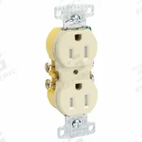 HUBBELL Receptacle: Duplex, 5-15, Ivory, 125V AC, 15 A, 2 Pole / 3 Wire (MPN RR15SITR)