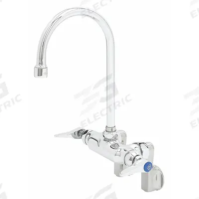 T&S BRASS Gooseneck Bar Faucet: Centerset, Wall, Brass, 13.8 gpm Flow Rate, 2 Mounting Holes - Widespread Bar Sink Faucets