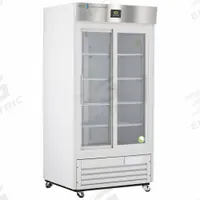 AMERICAN BIOTECH SUPPLY Lab Refrigerator: 33 cu ft, Upright, 1°C to 10°C, 33 1/4 in Overall Dp, Temp (MPN ABT-HC-LP-33). Key specifications — Door Opening Style: Sliding; Color: White; Alarm Type: Temperature; Manufacturer Part Number: ABT-HC-LP-33; Brand: AMERICAN BIOTECH SUPPLY; Product Type: Lab Refrigerator; Door Type: Sliding Glass; Refrigerant Type: R-290.