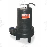 DAYTON Sewage Ejector Pump: Three Phase, 1 hp, 200 to 240V AC, 195 gpm Flow Rate @ 10' of Head, NPT (MPN 4LE21). Key specifications — Impeller Material: Cast Iron; Rated Voltage: 200 to 240V AC; Brand: DAYTON; Switch: Not Included.