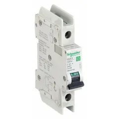 SCHNEIDER ELECTRIC IEC Miniature Circuit Breaker: 63 A Amps, 60V DC, 14kA at 120/240V AC, C60BP (MPN M9F44163). Key specifications — Brand: SCHNEIDER; DC Voltage Rating: 60V DC; Max. AIR Rating: 14kA at 120/240V AC; Terminal Connection: Screw Clamp; AC Voltage Rating: 240V AC.