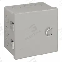 WIEGMANN Enclosure: Steel, 8 in x 8 in x 4 in, NEMA 1, Solid Cover, Hinged, Included, Painted (MPN A080804). Key specifications — Brand: WIEGMANN; Closure Method: Clamps; Knockouts: Included.