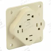 HUBBELL Receptacle: Quad, 5-15, Ivory, 125V AC, 15 A, 2 Pole / 3 Wire (MPN HBL415I)