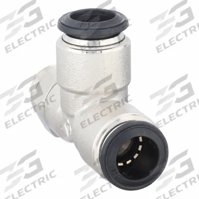 AIGNEP USA Push-Fit Tee Fitting: 10 mm OD x 1/4 in Pipe x 10 mm OD Size, Nickel, Silver - Nickel-Plated Brass Tube Fittings