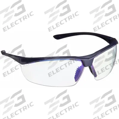 MCR SAFETY Safety Glasses: Clear Lens, Half-Frame, Scratch-Resistant, Blue Frame - Adjustable Comfort-Fit Safety Glasses