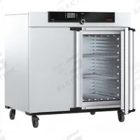 MEMMERT Universal Oven: Forced Air, 15.5 cu ft Capacity, 300°C Max Temp, 5,800 W Watt, +/-2.7°C (MPN UF 450, 3x208v). Key specifications — Voltage: 3 x 208V; Brand: MEMMERT; Temperature Accuracy Tolerance: +/-0.1°C up to 99.9°C, +/-0.5°C @ 100°C+; Temperature Uniformity: +/-2.7°C.