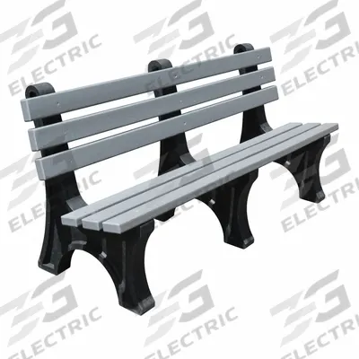 GRAINGER Outdoor Bench: 72 in Overall Lg, 32 5/8 in Overall Ht, Gray, Black, Plank Surface - Thermoplastic Coated Steel Benches