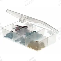 PLANO MOLDING Compartment Box: 4 5/8 in x 2 7/8 in x 1 in, Clear, 6 Compartments, 0 Adj Dividers (MPN 344860). Key specifications — ESD Conductive: Not Electrostatic Discharge Conductive; Color: Clear; Compartment WxD: 2-13/16 in x 1 in; Brand: PLANO MOLDING; Material: Plastic.