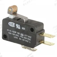 HONEYWELL Miniature Snap Action Switch: Roller Lever Actuator, 1NO/1NC, Quick Connect (MPN V7-1C17D8-201). Key specifications — AC Contact Rating: 15 A @ 125 V; Electrical Connection: Quick Connect; Series: V7; Brand: HONEYWELL.