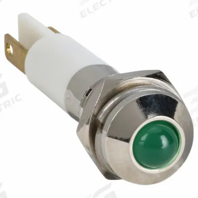 APPROVED VENDOR Raised Panel Light: 5/16 in Panel Mounting Hole Dia, LED, Green, Raised Head - LED Indicator Pilot Lights