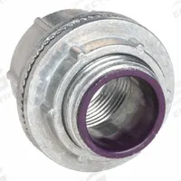 RACO Hubs (Myers) for RMC/IMC: 1 1/4 in Trade Size, 1 7/8 in Overall Lg, Zinc, Insulated (MPN 1705). Key specifications — Insulated: Yes; Thread Size: 1-1/4"-11-1/2; Thread Type: NPT; Brand: RACO.