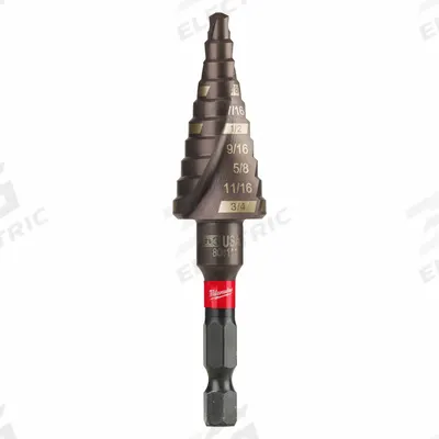 MILWAUKEE Step Drill Bit: 3/16" to 3/4", TiAlN-Coated HSS, Impact Rated - Impact-Rated High-Speed Steel Step Drill Bits