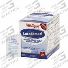 MEDIQUE Sinus and Allergy Reliever: Loratadine, 50 Individual Doses, Unflavored, Tablet, 50 PK (MPN 20350). Key specifications — Format: Tablet; Strength: Regular Strength; Manufacturer Part Number: 20350; Brand: MEDIQUE; Purpose: Allergy Reliever; Unit Dose: 10 mg; Active Ingredient: Loratadine; Dose Package Type: Packets.
