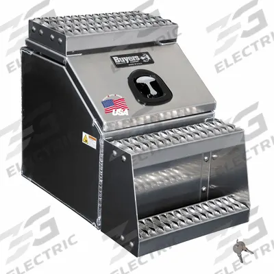 BUYERS PRODUCTS Step Boxes: Aluminum, Silver, 28 in Overall Dp, 24 in Overall Ht - Single Flip-Up Door Truck Step Boxes