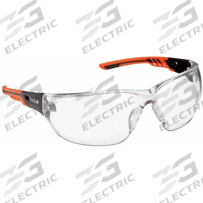BOLLE SAFETY Safety Glasses: Clear Lens, Frameless, Platinum, Dielectric - Padded Comfort-Fit Safety Glasses