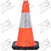 Traffic Cone with Bands: MUTCD/NCHRP-350, 18 in Cone Ht, Orange, High-Intensity Prismatic, PVC (MPN RS45015C3M6). Key specifications — Base Color: Black; Brand: APPROVED VENDOR; Cone Material: PVC; Legend: Blank; Includes: Grip Top.