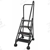 COTTERMAN Rolling Ladder: 3 ft Platform Ht, Partially Assembled, Steel, Wt-Actuated Auto-Lock (MPN ST-403 A2 C7 P5). Key specifications — Includes Handrails: Handrails Included; Material: Steel; Brand: COTTERMAN; Color: Black.