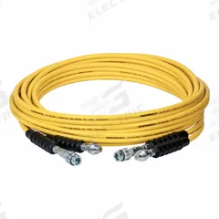 Hydraulic Hose: 1/4 in ID, TR630 + TH630 x TH630 + TR630, 39 ft Lg, Yellow, Thermoplastic, THQ712T. Key specifications — Hose Color: Yellow; Hose Tube Material: Thermoplastic; Fitting Type: TR630 + TH630 x TH630 + TR630; Manufacturer Part Number: THQ712T; Brand: ENERPAC.