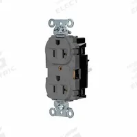 HUBBELL Receptacle: Duplex, 5-20, Gray, 125V AC, 20 A, 2 Pole / 3 Wire (MPN 5362STGY)
