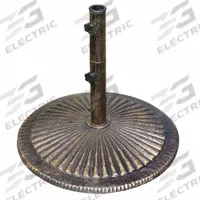 ISLAND UMBRELLA Umbrella Base: Bronze, For 1 5/8 in Pole Dia, 23 in Overall Dia, 50 lb Max Wt (MPN NU5405A). Key specifications — Brand: ISLAND UMBRELLA; Includes Wheels: No Wheels; Color: Bronze; Material: Cast Iron.