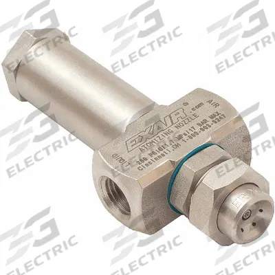 EXAIR Atomizing Spray Nozzle: Pressure, 4.9 scfm, Round, 1/4 in FNPT, FNPT - External Mix Air-Atomizing Spray Nozzles