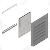 HAMMOND Louvered Vent Kit: 14 ga. Steel, 5.56 in Overall Ht, 5.3 in Overall Wd, 4 in Cut Out Ht (MPN 1481L3R55SS). Key specifications — Brand: HAMMOND; Manufacturer Part Number: 1481L3R55SS.