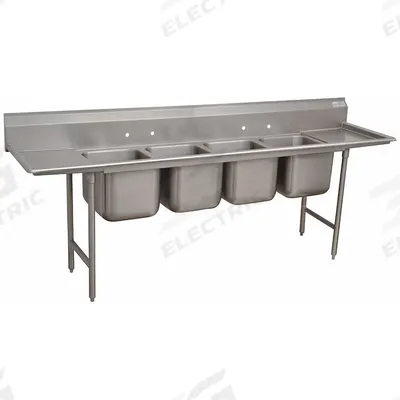 ADVANCE TABCO Scullery Sink: 4 Bowls, 42 in Overall Ht, 122 in Overall Lg - Four-Bowl Freestanding Kitchen & Bar Sinks without Faucets