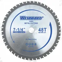 WESTWARD Circular Saw Blade: 7 1/4 in Blade Dia., 48 Teeth, 0.08 in Cut Wd, 5/8 in Arbor Size (MPN 24EM30). Key specifications — attr1116119: WESTWARD; attr1145631: Ferrous Metals.