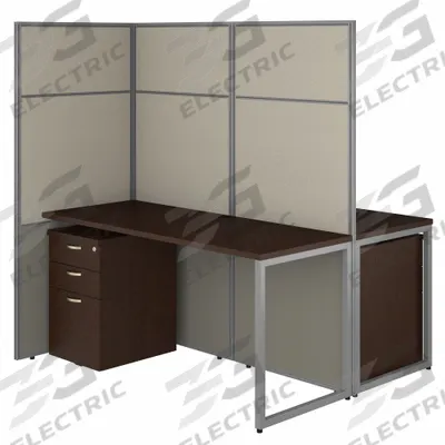 BUSH BUSINESS FURNITURE Modular Cubicle Workstation: 66 in Overall Ht, 60 in Overall Wd - Office Cubicles with Privacy Panels