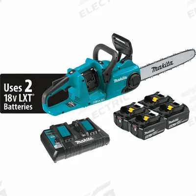 MAKITA Battery-Powered Chainsaw Kit: 14 in Bar Lg, Rear Handle, Adj/Auto Chain Oiler - Battery-Powered Chainsaws