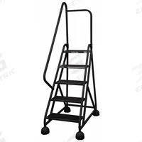 COTTERMAN Rolling Ladder: 3.8 ft Platform Ht, Partially Assembled, Steel, Wt-Actuated Auto-Lock (MPN ST-522 A2 C7 P5). Key specifications — Includes Handrails: Handrails Included; Material: Steel; Brand: COTTERMAN; Color: Black.