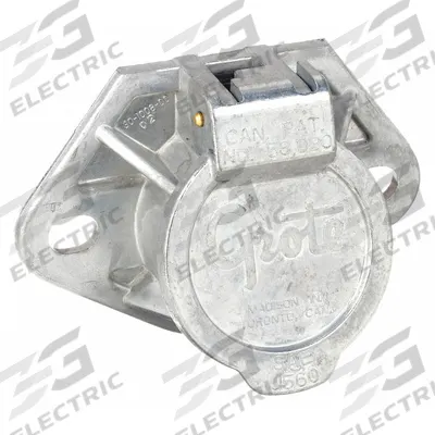 GROTE Trailer Receptacle: Solid Brass Pins, 3 15/16 in Dia, J2222/J560B (MPN 87270) - Fleet and Vehicle Maintenance