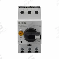 EATON Manual Motor Protector: Non-Reversing, 3 Poles, 50 A, Thermal Protection, Selector Switch (MPN XTPR050DC1). Key specifications — Maximum Voltage Rating: 600V AC; Brand: EATON; Thermal Units Required: None (Starter Includes Integrated Thermal Units); Frame Size (Width): 55mm (D Frame).