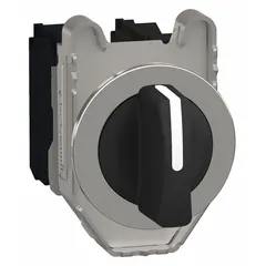 SCHNEIDER Selector Switch: 30 mm Panel Mounting Size, 3 Positions, Short Lever, 2NO, Metallic (MPN XB4FD33). Key specifications — AC Contact Rating: 3 A @ 240 V; Action: Maintained/Maintained/Maintained; Cam: No Cam Included; DC Contact Rating: 0.27 A @ 250 V; Hazardous Location Specification: Not Rated; Operator Head Material: Plastic; Operator Head Type: Short-Handled Knob; Operator Illumination: Non-Illuminated.
