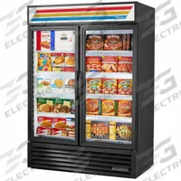 TRUE REFRIGERATION Freezer Merchandiser: 78 5/8 in x 54 1/8 in x 29 7/8 in, White, Swing, 8 Shelves (MPN GDM-49F-LTF-HC~TSL01). Key specifications — attr1277723: TRUE REFRIGERATION; attr1277683: R-290; attr1277688: Swing; attr1277691: Yes; attr1277694: White; attr1280729: GDM.