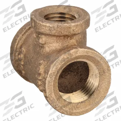 APPROVED VENDOR Metal Pipe Tee: Tee, 3/8 in x 1/4 in x 3/8 in, Class 125, C89833 Brass - Threaded Low-Pressure Pipe Fittings for Potable Water