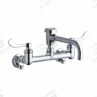 ELKAY Handle-Operated Faucet: Wall, Centerset, Brass, Chrome Plated, 4 gpm Flow Rate - Centerset Utility Faucets