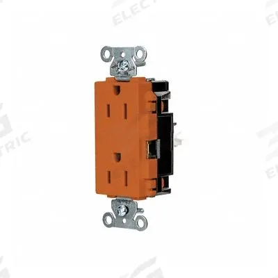 HUBBELL Receptacle: Decorator Duplex, 5-15, Orange, 125V AC, 15 A - General Purpose Receptacles