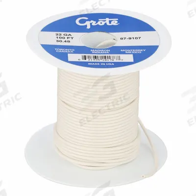 BATTERY DOCTOR Primary Automotive Wire: GPT, 100 ft, 1 Conductor, 22 AWG, White - PVC-Insulated General Purpose Primary Wires
