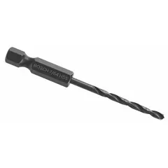 BOSCH Hex Shank Drill Bit: 7/64", 118° Split Point, Black Oxide HSS, Impact Rated (MPN BL2134IM). Key specifications — attr1234973: Impact Rated; attr1234966: BOSCH; attr1234978: 0.1094.