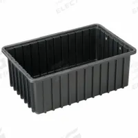 LEWISBINS Divider Box: 0.4 cu ft, 16 1/2 in x 10 7/8 in x 6 in, Lid Not Included, Plastic (MPN DC2060-SXL BUY 8S). Key specifications — Includes Dividers: Dividers Not Included; Includes Lid: Lid Not Included; Material: Plastic; Color: Black; Brand: LEWISBINS.