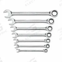 GEARWRENCH Combination Ratcheting Wrench Set: Alloy Steel, Full Polish Chrome, 7 Tools, Std (MPN 9317). Key specifications — attr309581: Full Polish Chrome; attr309580: Alloy Steel; attr309571: No; attr309583: No; attr309587: Yes; attr324931: GEARWRENCH.