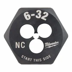 MILWAUKEE Hex Threading Die: #6-32 UNC, 1 in Hex Wd, Black Oxide Carbon Steel (MPN 49-57-5315)