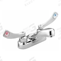 MOEN Low Arc Bathroom Faucet: M-Dura, Brass, Chrome Finish, 0.5 gpm Flow Rate, Centerset, Arc (MPN 8215F05). Key specifications — Includes: Mounting Hardware; Brand: MOEN; Series: M-Dura.