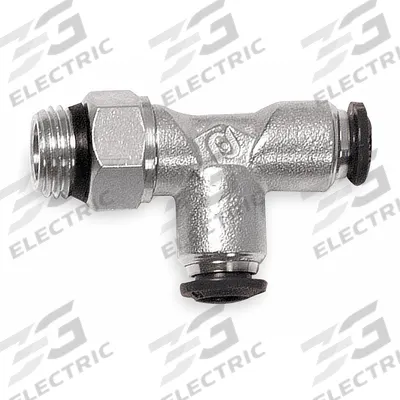 AIGNEP USA Push-Fit Tee Fitting: 8 mm OD x 3/8 in Pipe x 8 mm OD Size, Nickel, Silver - Nickel-Plated Brass Tube Fittings