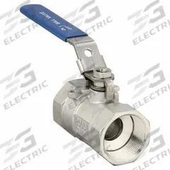 APPROVED VENDOR Manual Two-Way Ball Valve: 1 1/2 in, 316 Stainless Steel, Straight, FNPT x FNPT (MPN 06Q011N06112FSR). Key specifications — Brand: APPROVED VENDOR; Handle: Locking Lever.